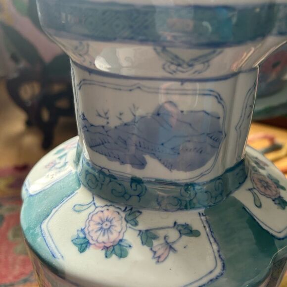 Vintage Asian Vase Decorative Ceramic Oriental Pot Peacock and Poppy Pattern 14" - Picture 15 of 16